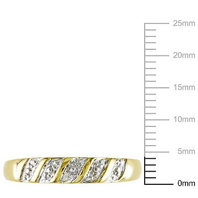 Stella Grace Men's 10k Gold Diamond Illusions Textured Striped Wedding Ring