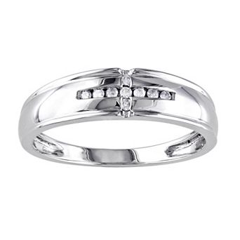 Stella Grace Men's 10k White Gold 1/10 Carat T.W. Diamond Wedding Band