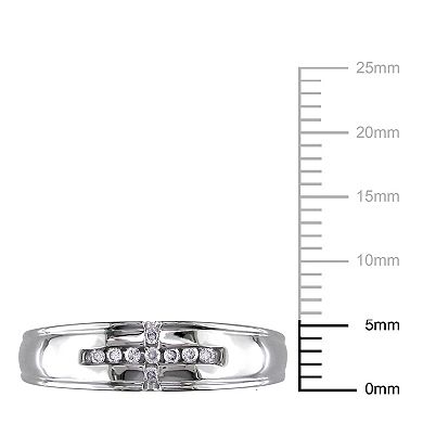 Stella Grace Men's 10k White Gold 1/10 Carat T.W. Diamond Wedding Band