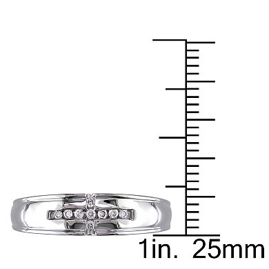 Stella Grace Men's 10k White Gold 1/10 Carat T.W. Diamond Wedding Band