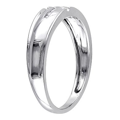 Stella Grace Men's 10k White Gold 1/10 Carat T.W. Diamond Wedding Band