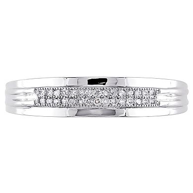 Stella Grace Men's 10k White Gold 1/10 Carat T.W. Diamond Wedding Band