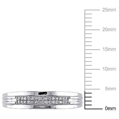 Stella Grace Men's 10k White Gold 1/10 Carat T.W. Diamond Wedding Band