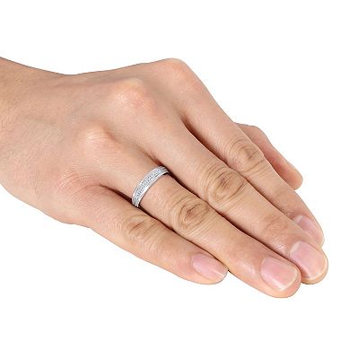 Stella Grace Men's 10k White Gold 1/10 Carat T.W. Diamond Wedding Band