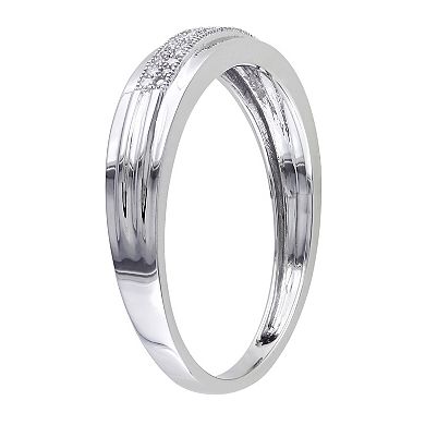 Stella Grace Men's 10k White Gold 1/10 Carat T.W. Diamond Wedding Band