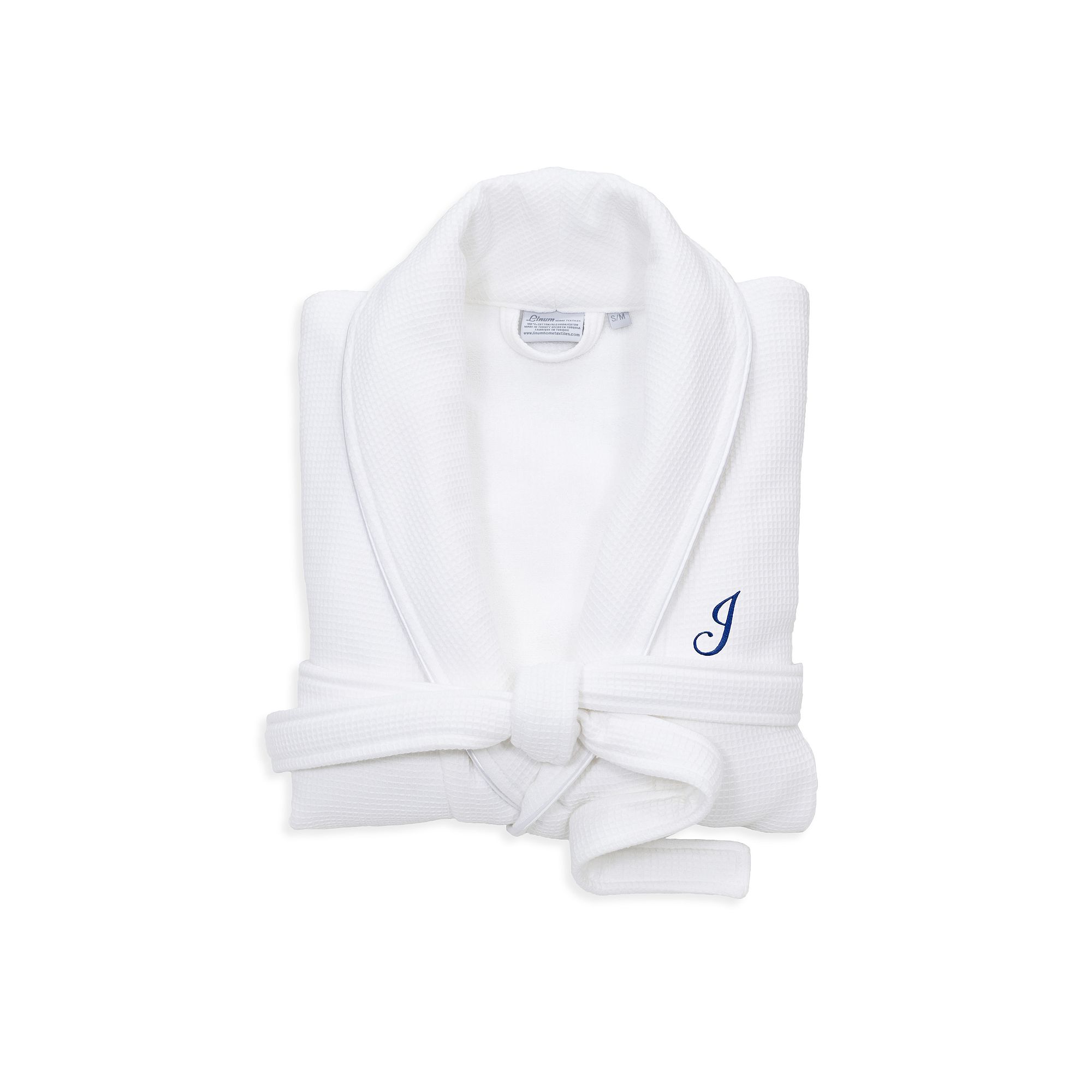 Linum Home Textiles Blue Letter Unisex Personalized Turkish Cotton Waffle T