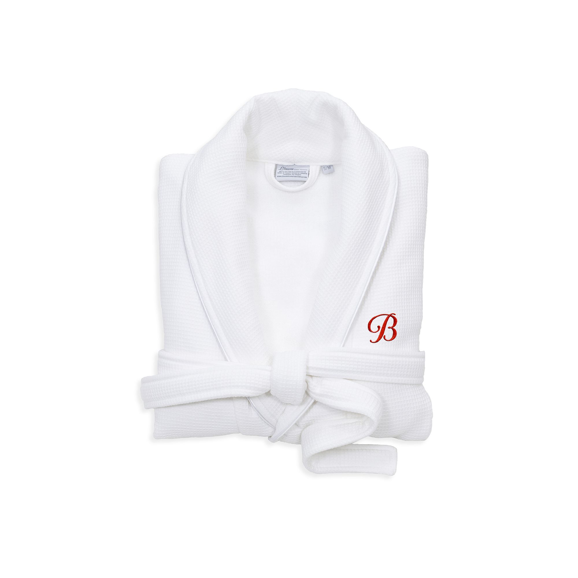 Linum Home Textiles Red Letter Unisex Personalized Turkish Cotton Waffle Te