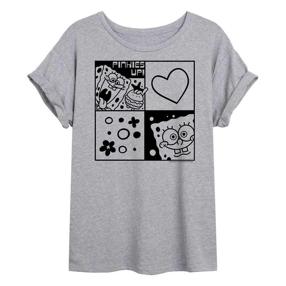 Juniors' SpongeBob Grid Oversized Graphic Tee