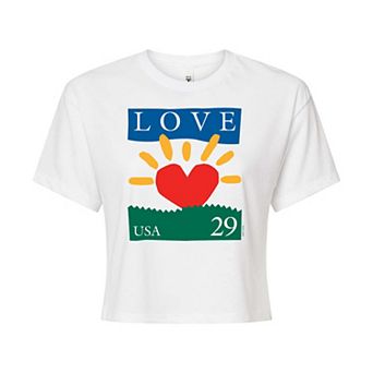 Juniors' USPS Heart "Love 29" Cropped Tee