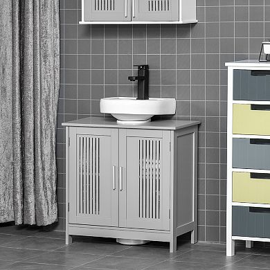 Bathroom Under Sink Cabinet Vanity Unit W/ Adjustable Storage Shelves, White