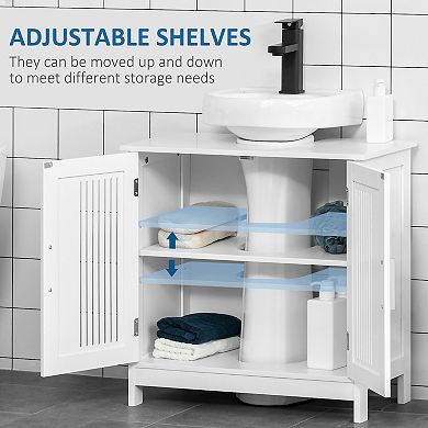kleankin Bathroom Pedestal Under Sink Cabinet with Storage Shelf