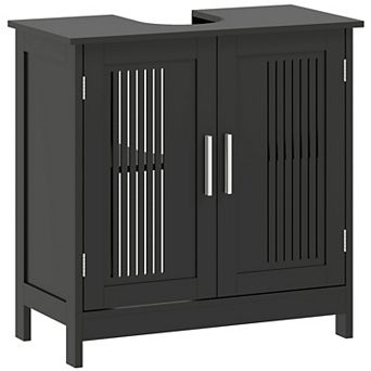 kleankin Bathroom Pedestal Under Sink Cabinet with Storage Shelf,