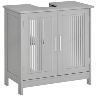 kleankin Bathroom Pedestal Under Sink Cabinet with Storage Shelf