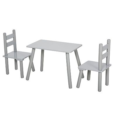 Qaba Kids Wooden Table and Chair Set for Arts Drafts Dinning Reading Gift for Boys Girls Toddlers Age 2 to 5 Grey