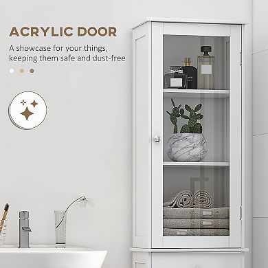 kleankin Bathroom Storage Cabinet with Acrylic Door, Drawer, and Shelves