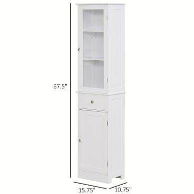 Organizer Restroom Tower Tall Pantry Tower With Multi-tier Shelving, White