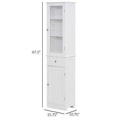 Kleankin Bathroom Storage Cabinet With Acrylic Door, Drawer, And Shelves