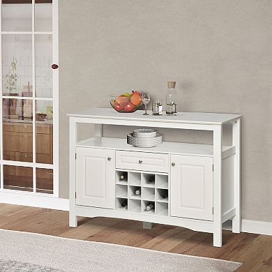 Minimalist Food And Drink Buffet Sideboard With Storage And Natural Wood Top