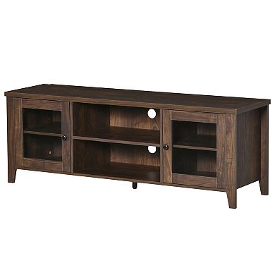 HOMCOM Modern TV Stand Entertainment Center with Shelves and Cabinets for Flatscreen TVs up to 60" Oak