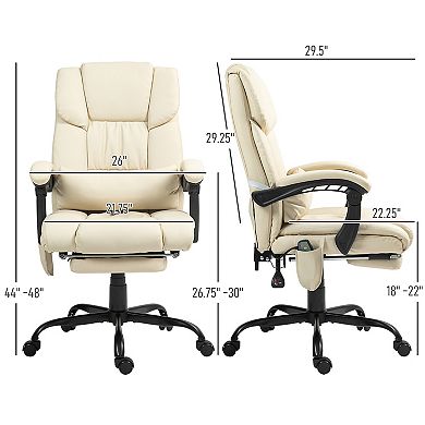 Vinsetto High Back Massage Office Desk Chair with 6 Point Vibrating Pillow Computer Recliner Chair with Retractable Footrest and Adjustable Lumbar Support Brown