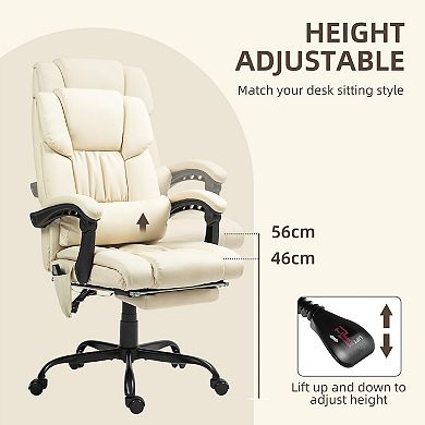 Vinsetto High Back Massage Office Desk Chair with 6 Point Vibrating Pillow Computer Recliner Chair with Retractable Footrest and Adjustable Lumbar Support Brown