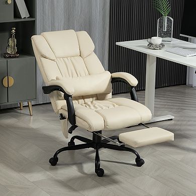 Vinsetto High Back Massage Office Desk Chair with 6 Point Vibrating Pillow Computer Recliner Chair with Retractable Footrest and Adjustable Lumbar Support Brown