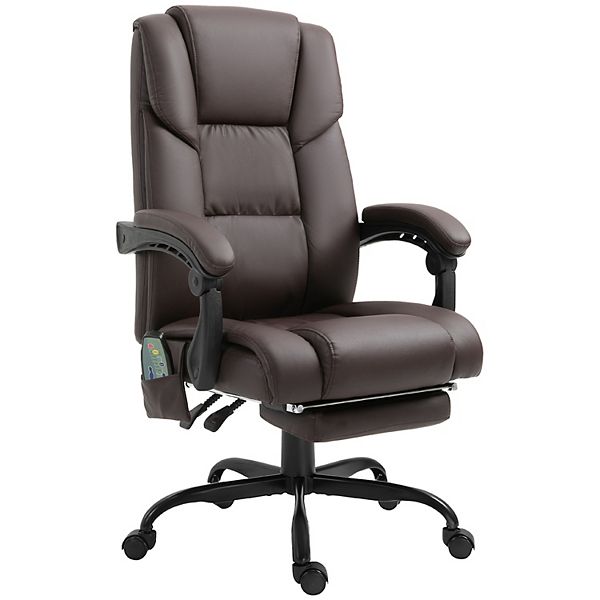 Vinsetto High Back Massage Office Desk Chair with 6 Point Vibrating Pillow  Computer Recliner Chair with Retractable Footrest and Adjustable Lumbar  Support Black