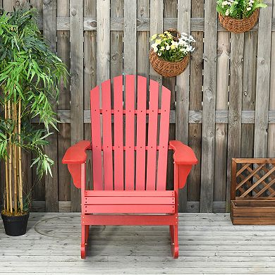 Outdoor Fir Large Back Rocking Chair With Classic Rustic Style & Design, Red