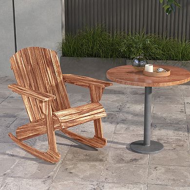 Outsunny Wooden Adirondack Rocking Chair With Slatted Design