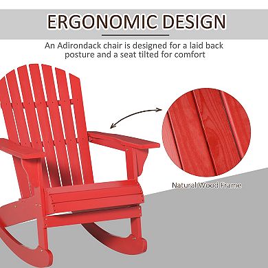 Outsunny Wooden Adirondack Rocking Chair with Slatted Wooden Design,