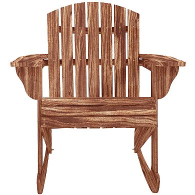 Outdoor Fir Large Back Rocking Chair With Classic Rustic Style & Design, Red