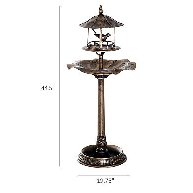 Outsunny 3 in 1 Outdoor Pedestal Bird Bath Feeder Planter Decor, Bronze