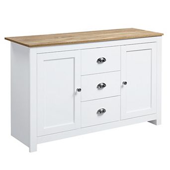 Kitchen Storage Cabinet Sideboard Buffet Server Organizer W/ 3 Drawers, White