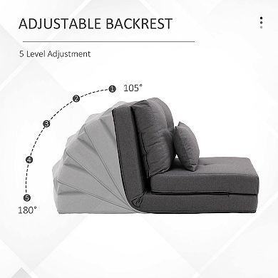 Homcom Convertible Chair, Floor Lazy Sofa With Adjustable Backrest