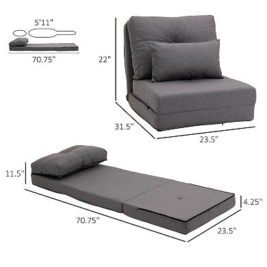 Homcom Convertible Chair, Floor Lazy Sofa With Adjustable Backrest