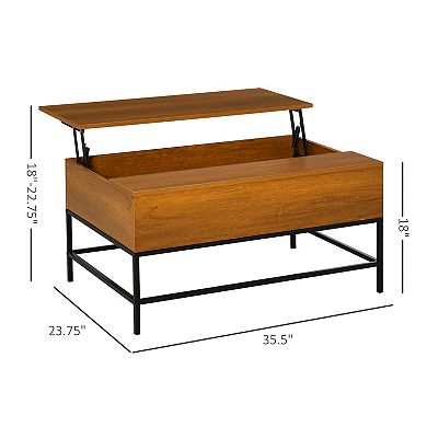 Modern Lift Top Coffee Table For Living Room With Center Storage, Natural