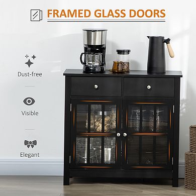 HOMCOM 30" Wooden Storage Sideboard Buffet Cabinet with 2 Drawers,