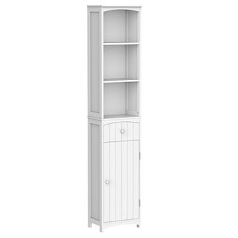 Tall Bathroom Cabinet Free Standing Bath Storage Organizer Linen Tower W/ Shelf