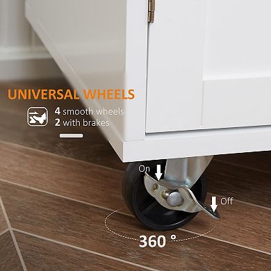 HomCom Kitchen Large Storage Island on 360° Swivel Wheels Cart w/ Drawer