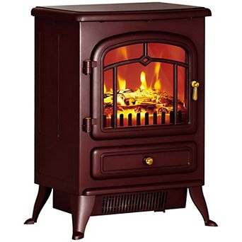Homcom Electric Fireplace Heater With Realistic Led Flames