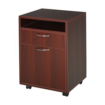 Mobile File Cabinet Organizer Home Office Filing Organizer W/ Castor, Key, Brown
