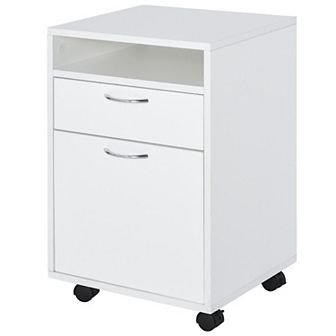 Mobile File Cabinet Organizer Home Office Filing Organizer W/ Castor, Key, Brown