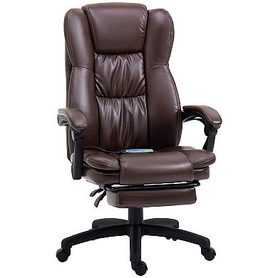 Vinsetto High Back Massage Office Chair Ergonomic Executive Chair PU Leather Swivel Chair with 6 Point Vibration Massage Reclining Back Adjustable Height and Retractable Footrest Black