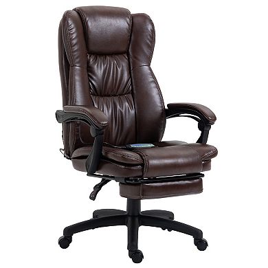 Vinsetto High Back Massage Office Chair Ergonomic Executive Chair PU Leather Swivel Chair with 6 Point Vibration Massage Reclining Back Adjustable Height and Retractable Footrest Black