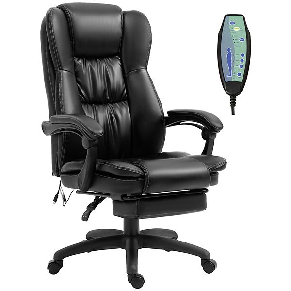 Vinsetto High Back Massage Office Chair Ergonomic Executive Chair PU Leather Swivel Chair with 6