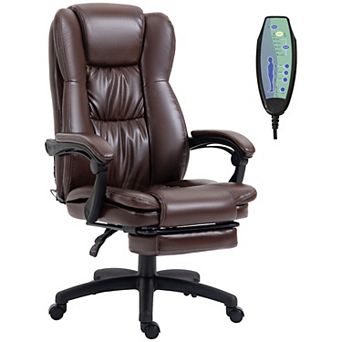 Massage High Back Home Office Computer Chair w/ Rocking & Retractable Footrest
