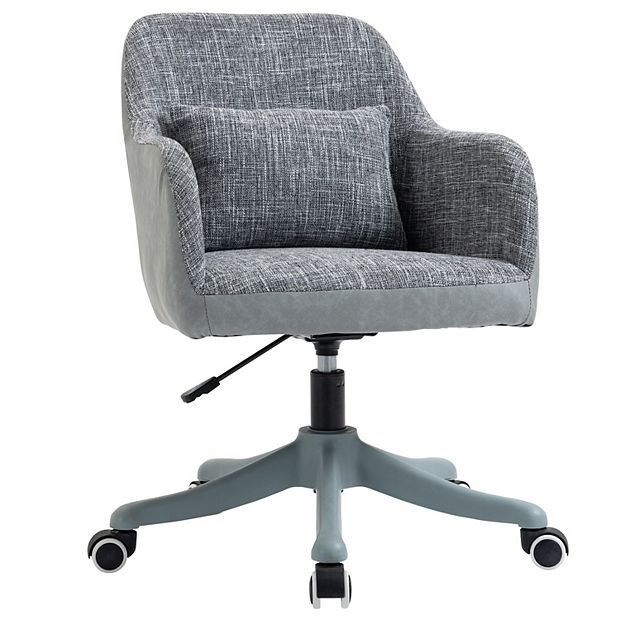 Vinsetto Grey Mid Back Home Office Chair Height Adjustable Linen