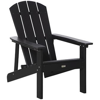 Outsunny Outdoor HDPE Adirondack Deck ChairPlastic Lounger with High Back and Wide SeatBrown