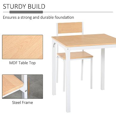 HOMCOM 3-Piece Wooden Dining Table Set with 1 Table and 2 Chairs