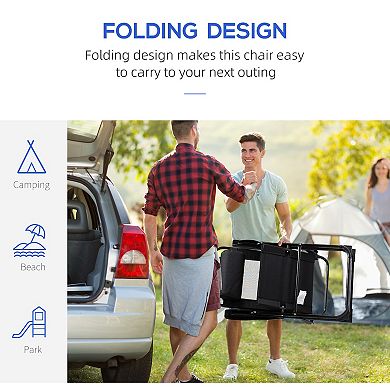 Set Of 2 Portable Folding Recliner Outdoor Patio Adjustable Backrest, Blue